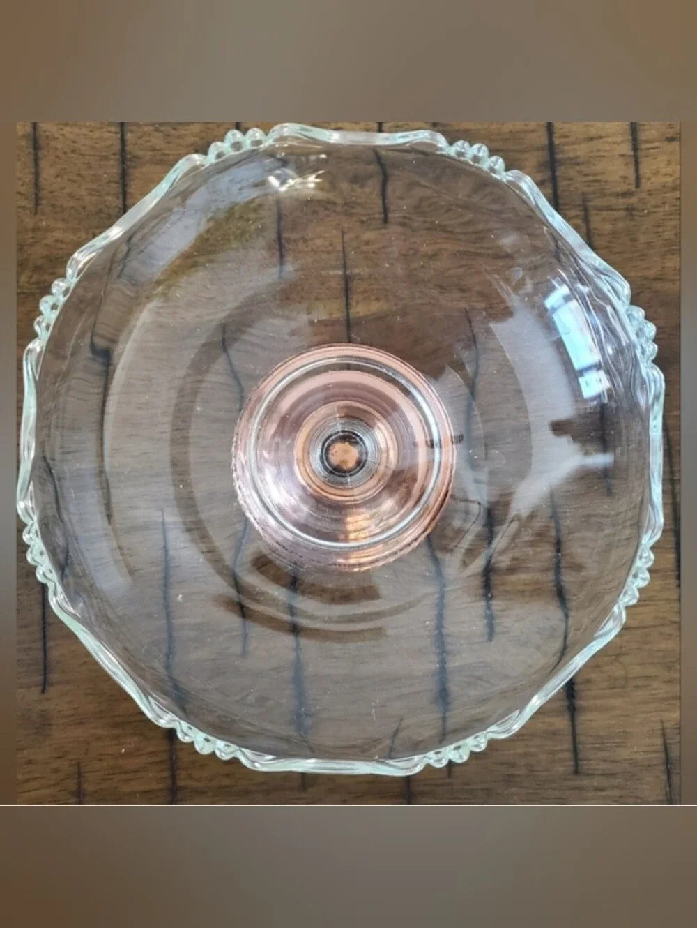Vintage Princess House Crystal Glass Candy Dish Removable Copper Pedestal Bowl